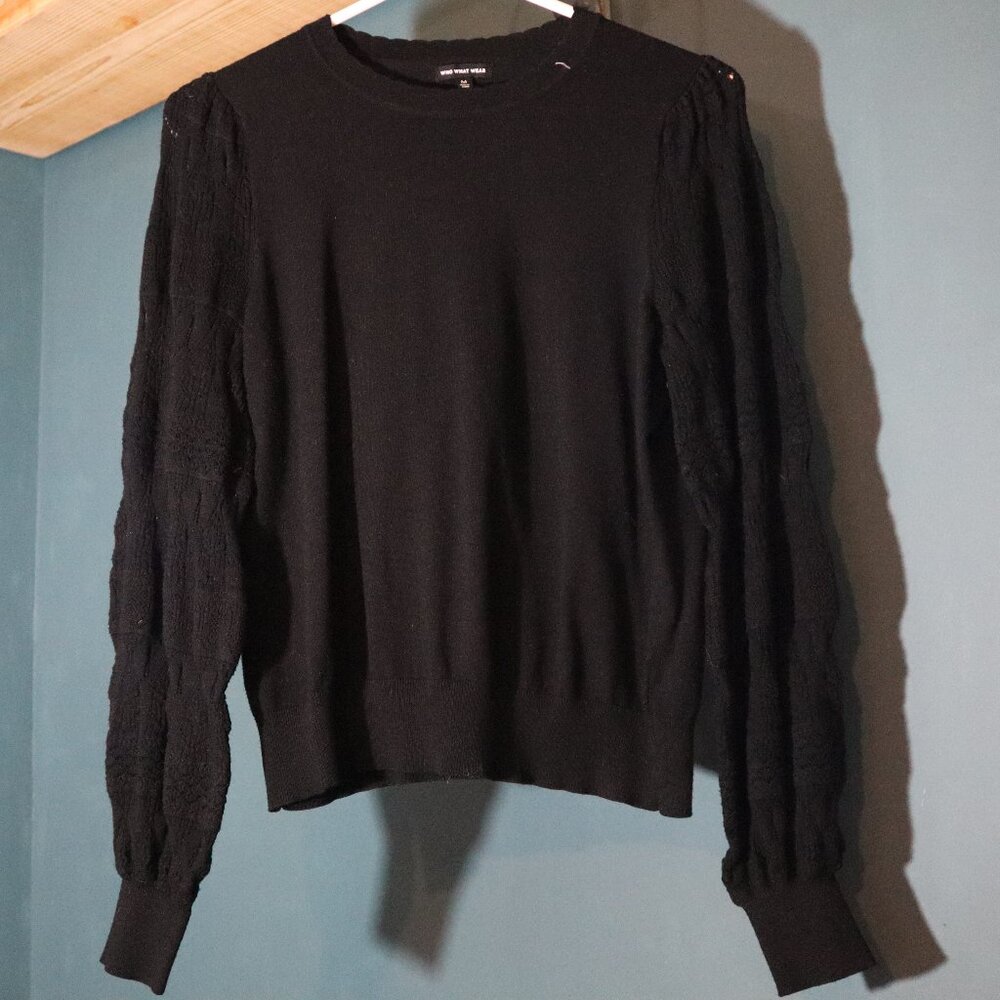 Black Balloon sleeve knit sweater with detailed sleeves from Who What Wear